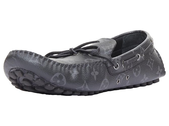 Mocassins gris monogramme Louis Vuitton - vue 4