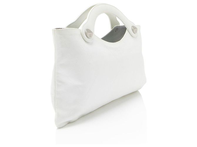 Gabrielle Chanel Vintage Kalbsleder Flach Tote Weiß - Ansicht 2