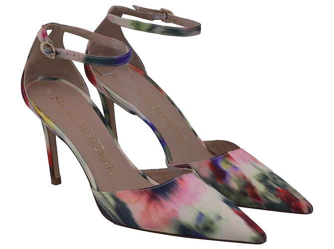 Stuart Weitzman Stuart 85 Zapatos de Tacón con Correa Acuarela en Satén Multicolor - vista 2