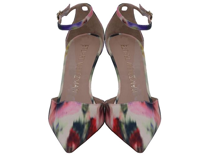 Stuart Weitzman Stuart 85 Zapatos de Tacón con Correa Acuarela en Satén Multicolor - vista 3