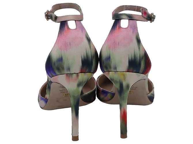 Stuart Weitzman Stuart 85 Zapatos de Tacón con Correa Acuarela en Satén Multicolor - vista 4