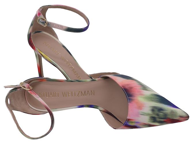 Stuart Weitzman Stuart 85 Zapatos de Tacón con Correa Acuarela en Satén Multicolor - vista 8