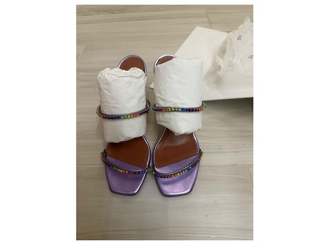 Mule Amina Muaddi Gilda in pelle viola 39 Porpora - vista 2