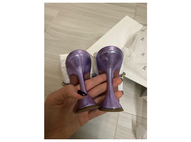 Mule Amina Muaddi Gilda in pelle viola 39 Porpora - vista 4