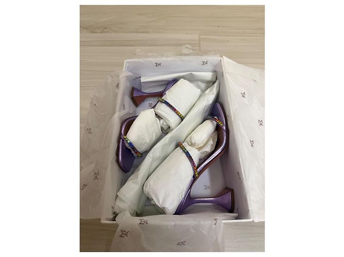 Mule Amina Muaddi Gilda in pelle viola 39 Porpora - vista 6