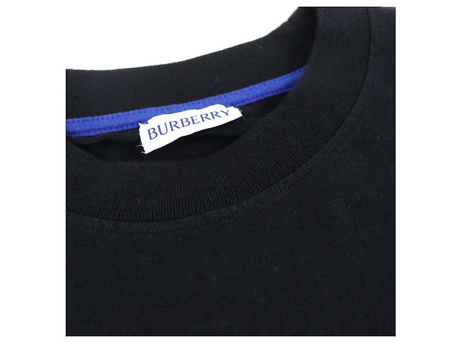 T-shirt in cotone con logo Burberry ricamato e patch Cavaliere Equestre Nero - vista 11