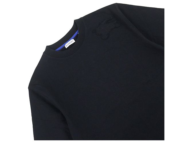 T-shirt in cotone con logo Burberry ricamato e patch Cavaliere Equestre Nero - vista 2
