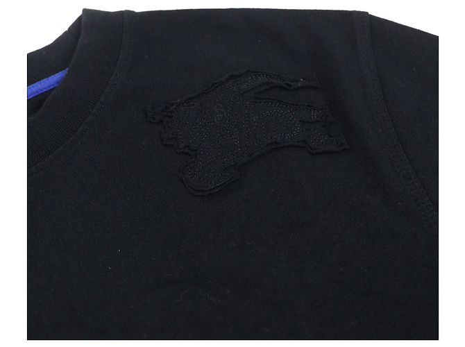 T-shirt in cotone con logo Burberry ricamato e patch Cavaliere Equestre Nero - vista 4