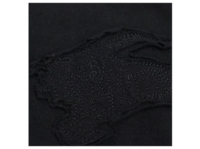 T-shirt in cotone con logo Burberry ricamato e patch Cavaliere Equestre Nero - vista 5