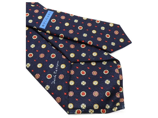 Bulgari Cravatta in seta sette pieghe BVLGARI Rosso Blu Multicolore Blu navy - vista 6