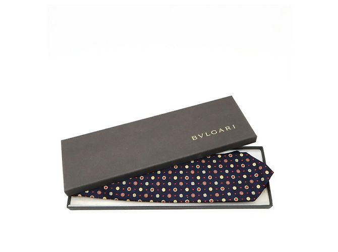 Bulgari Cravatta in seta sette pieghe BVLGARI Rosso Blu Multicolore Blu navy - vista 9