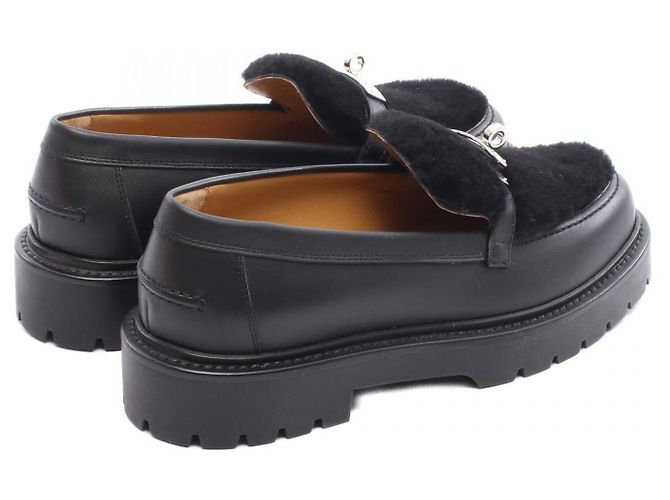 Mocassini in pelle e shearling Icon Kelly Buckle di Hermès Nero - vista 2