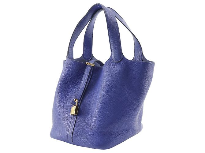 Borsa Picotin Lock Clemence MM di Hermès Blu - vista 2