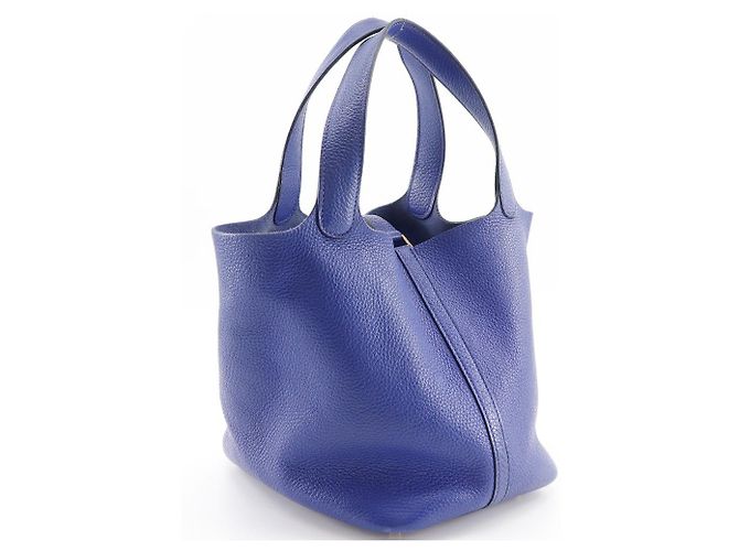 Borsa Picotin Lock Clemence MM di Hermès Blu - vista 3