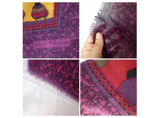 Salvatore Ferragamo Lenço Ferragamo em lã e seda com padrão oriental Multicor Roxo escuro - vista 10