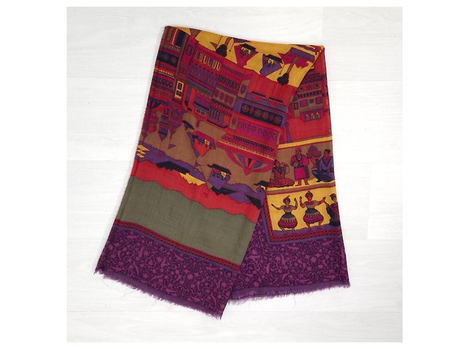 Salvatore Ferragamo Lenço Ferragamo em lã e seda com padrão oriental Multicor Roxo escuro - vista 2