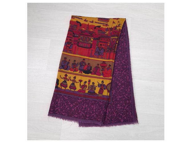 Salvatore Ferragamo Lenço Ferragamo em lã e seda com padrão oriental Multicor Roxo escuro - vista 3