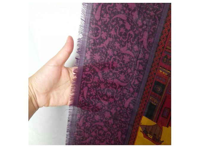 Salvatore Ferragamo Lenço Ferragamo em lã e seda com padrão oriental Multicor Roxo escuro - vista 4