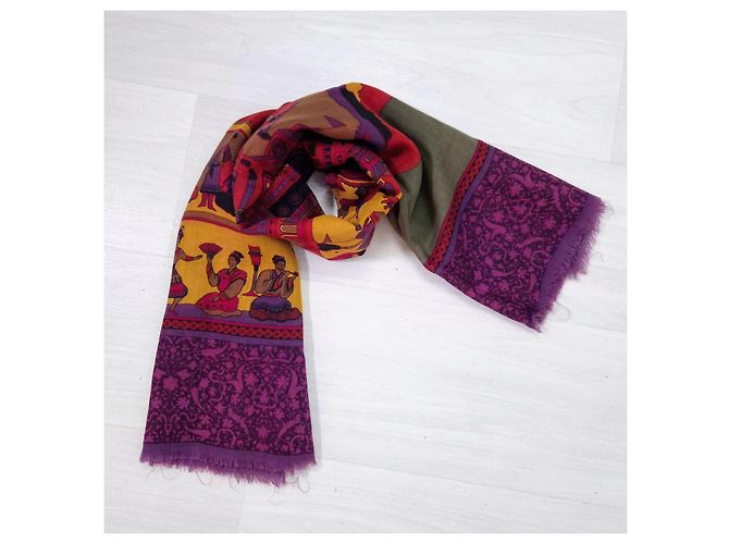 Salvatore Ferragamo Lenço Ferragamo em lã e seda com padrão oriental Multicor Roxo escuro - vista 5