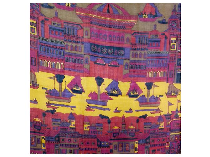 Salvatore Ferragamo Lenço Ferragamo em lã e seda com padrão oriental Multicor Roxo escuro - vista 6