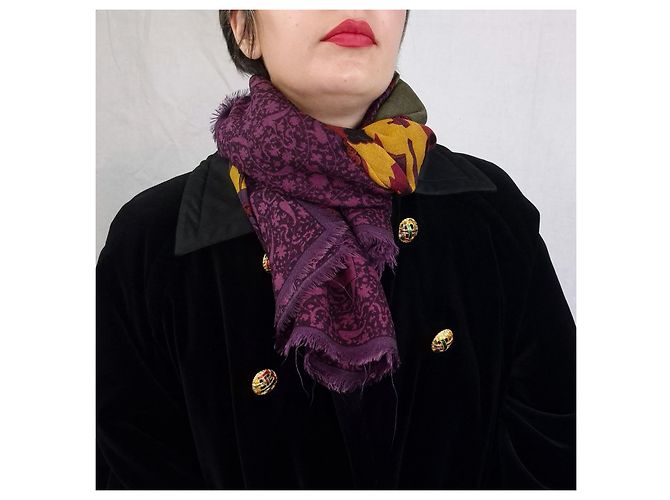 Salvatore Ferragamo Lenço Ferragamo em lã e seda com padrão oriental Multicor Roxo escuro - vista 7