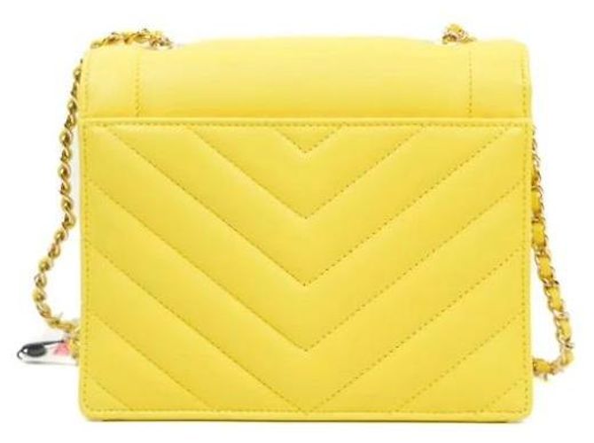 Executive Chanel Borsa a soffietto in pelle di vitello chevron piccola Giallo - vista 2
