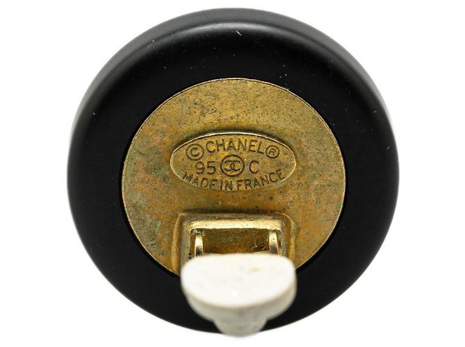Orecchini rotondi a specchio Coco Mark Vintage di Chanel Nero - vista 3