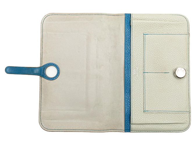 Hermès Dogon Duo GM Langbörse Blau Grau - Ansicht 6