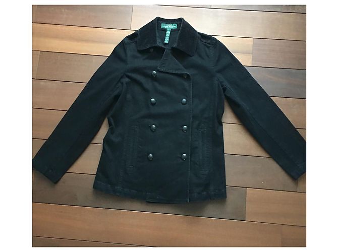 Abrigo Ralph Lauren de algodón vaquero negro con cuello de terciopelo - vista 2