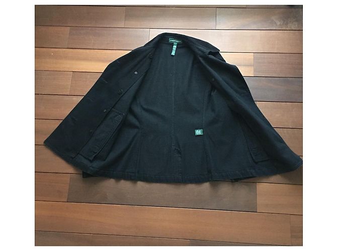 Abrigo Ralph Lauren de algodón vaquero negro con cuello de terciopelo - vista 6