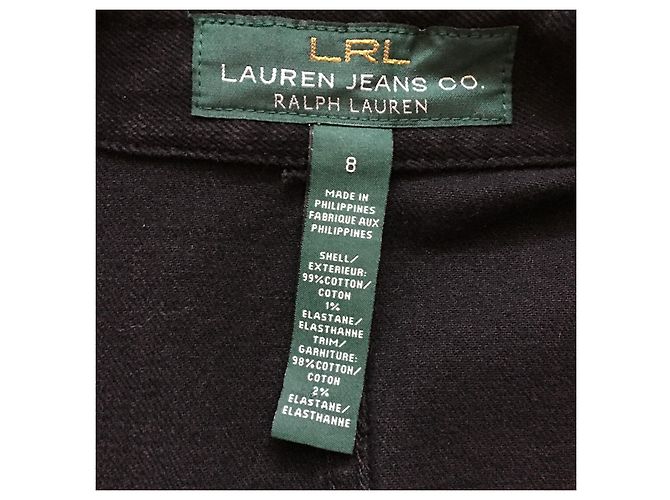Abrigo Ralph Lauren de algodón vaquero negro con cuello de terciopelo - vista 7
