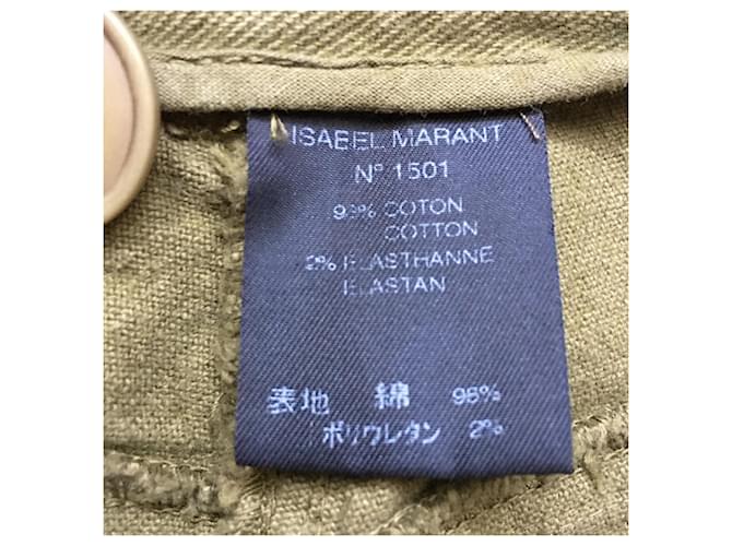 Isabel Marant Etoile Vaqueros Rectos Caqui de Algodón - vista 6