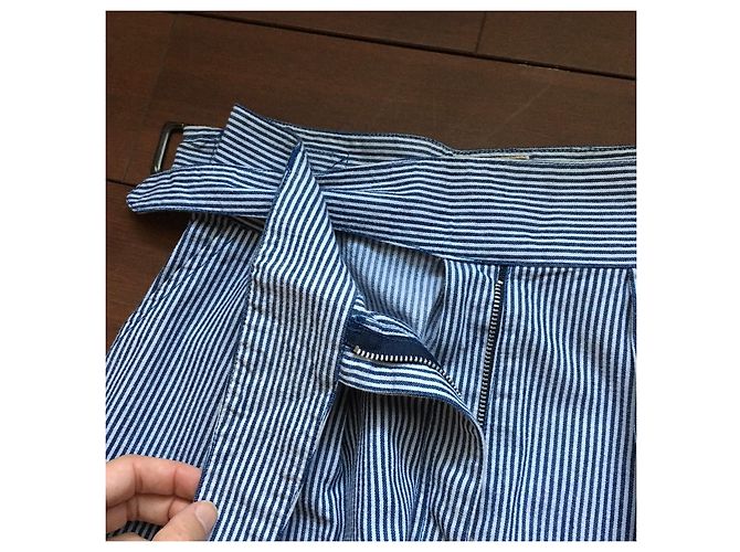 Pantalón ancho Kenzo Jeans de algodón a rayas azul y blanco - vista 10