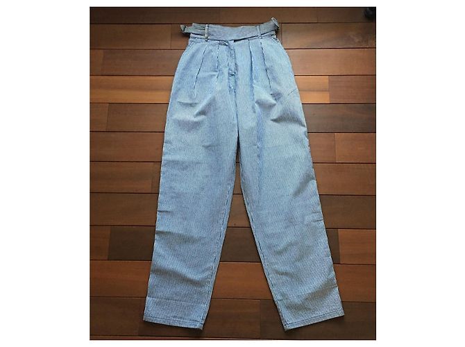 Pantalón ancho Kenzo Jeans de algodón a rayas azul y blanco - vista 2