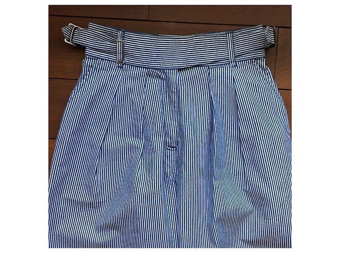 Pantalón ancho Kenzo Jeans de algodón a rayas azul y blanco - vista 3