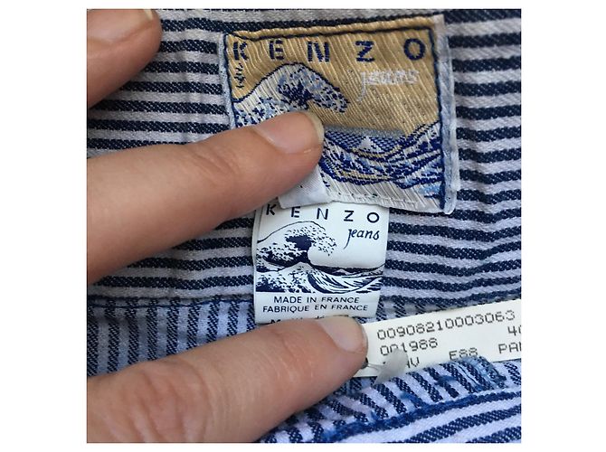 Pantalón ancho Kenzo Jeans de algodón a rayas azul y blanco - vista 5