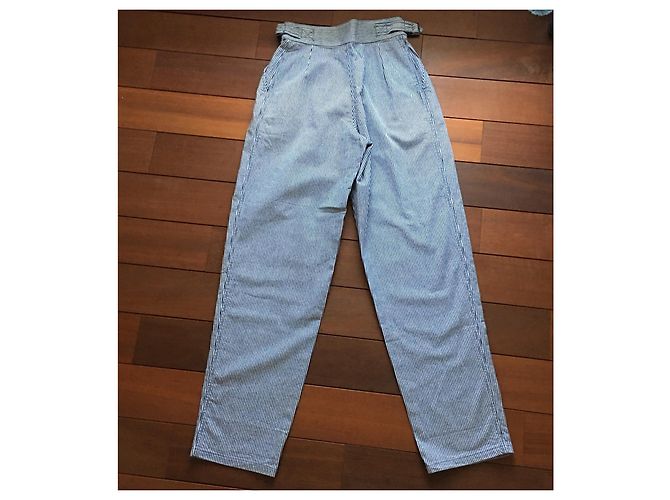 Pantalón ancho Kenzo Jeans de algodón a rayas azul y blanco - vista 7