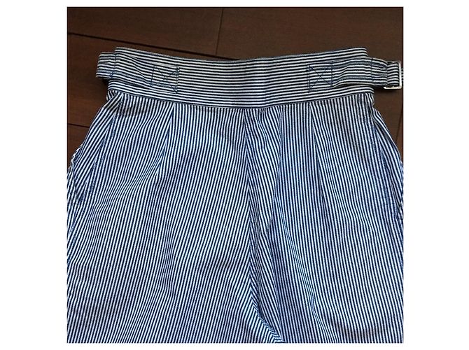 Pantalón ancho Kenzo Jeans de algodón a rayas azul y blanco - vista 8