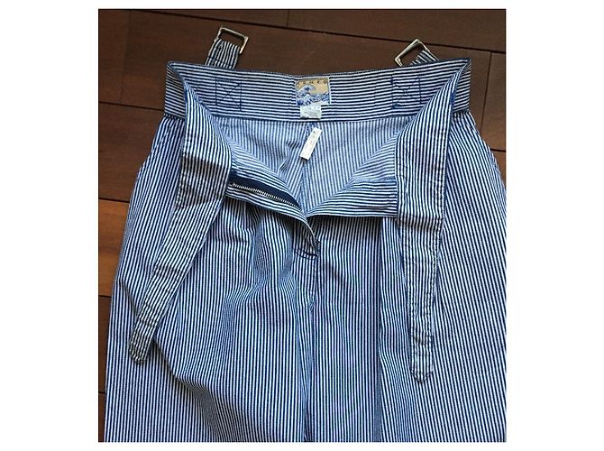 Pantalón ancho Kenzo Jeans de algodón a rayas azul y blanco - vista 9