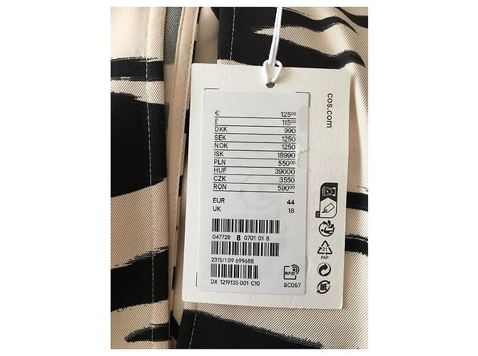 Vestido midi Cos negro y ecru de viscosa Blanco roto - vista 10