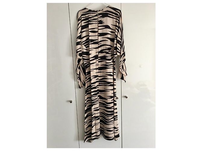 Vestido midi Cos negro y ecru de viscosa Blanco roto - vista 2