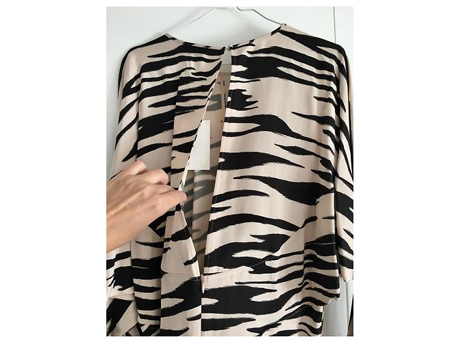 Vestido midi Cos negro y ecru de viscosa Blanco roto - vista 3
