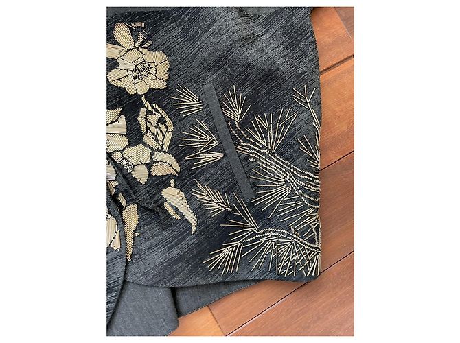 Giacca Kimono Kenzo in lana grigio scuro e oro Grigio antracite Gold hardware - vista 15