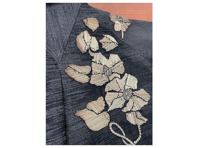 Giacca Kimono Kenzo in lana grigio scuro e oro Grigio antracite Gold hardware - vista 16