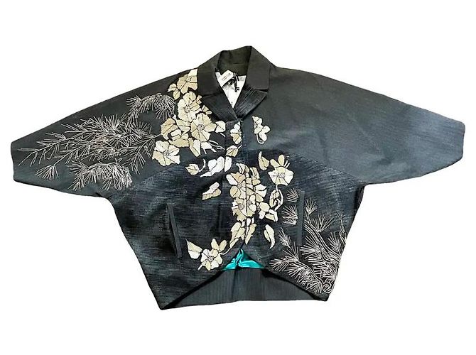 Giacca Kimono Kenzo in lana grigio scuro e oro Grigio antracite Gold hardware - vista 2