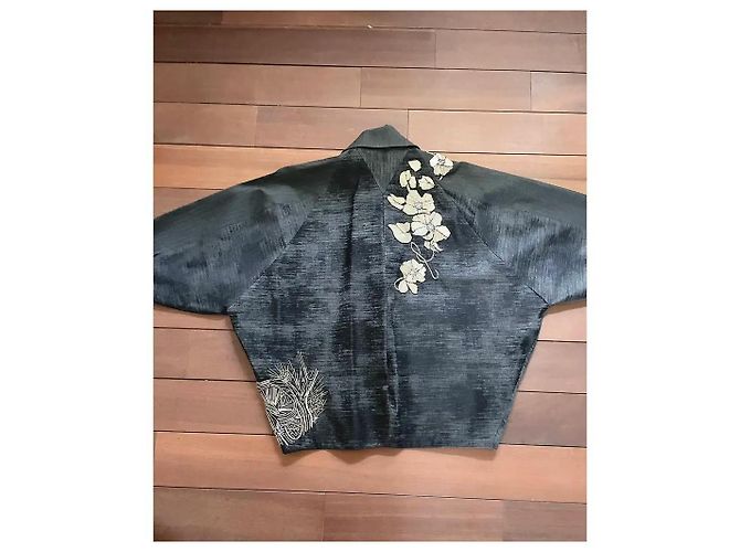 Giacca Kimono Kenzo in lana grigio scuro e oro Grigio antracite Gold hardware - vista 5