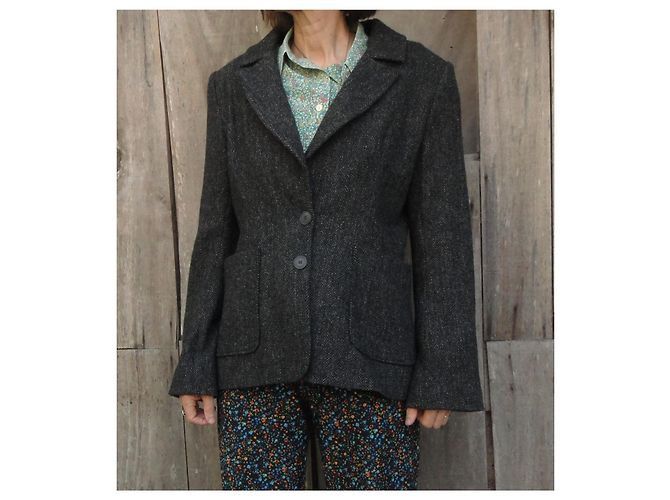 Isabel Marant Jacke aus Harris Tweed Dunkelgrau Anthrazitgrau - Ansicht 2