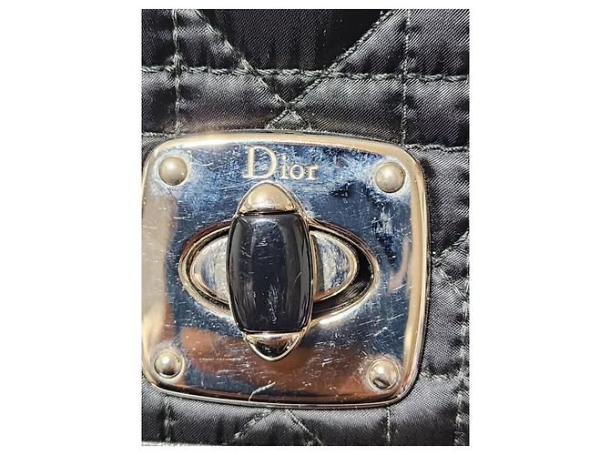 CHRISTIAN DIOR Borsa Tote Charming Lock in Satin Cannage Trapuntato Nero - vista 10