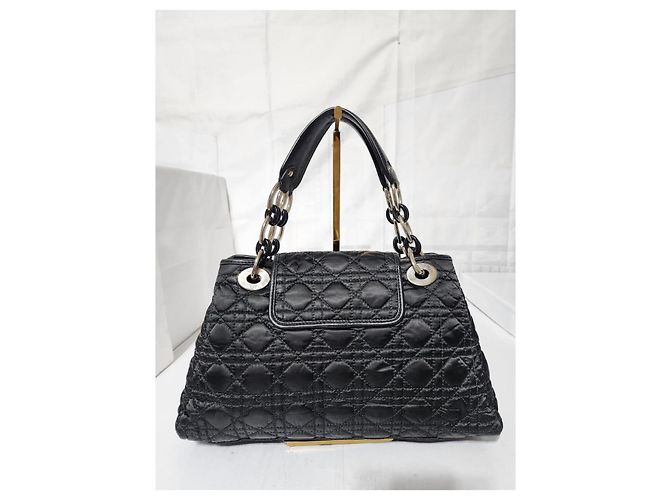 CHRISTIAN DIOR Borsa Tote Charming Lock in Satin Cannage Trapuntato Nero - vista 4