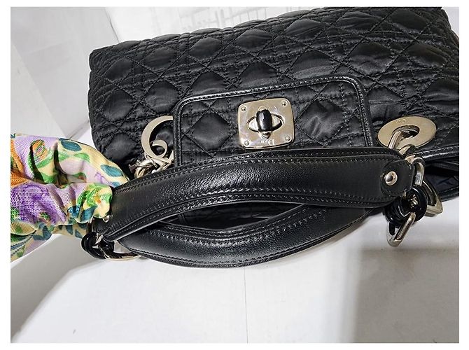 CHRISTIAN DIOR Borsa Tote Charming Lock in Satin Cannage Trapuntato Nero - vista 5